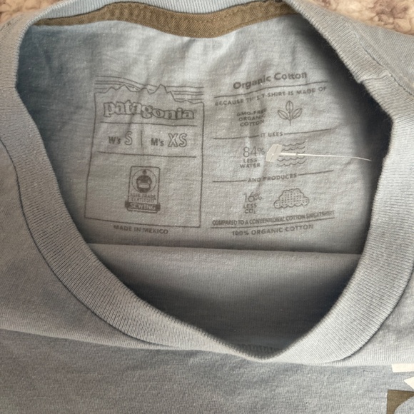 NWOT Patagonia Organic Unisex Blue Short Sleeve Tee Women’s Small Men’s XS - Picture 5 of 7